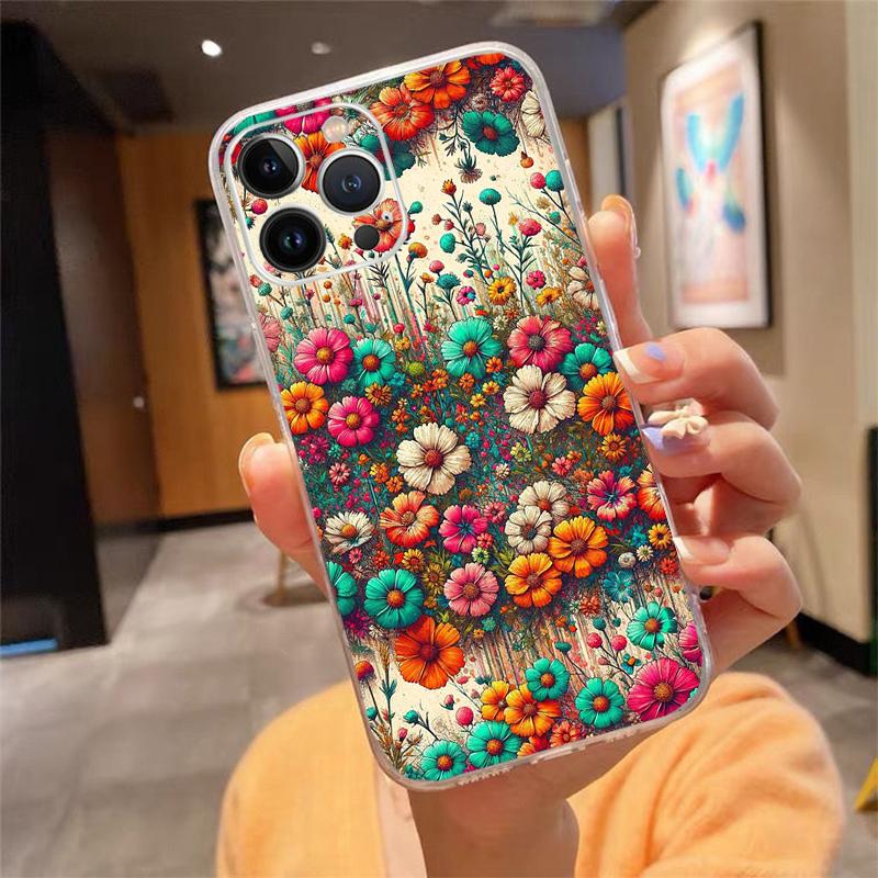 Flower Aesthetic Phone Case For Iphone 15 14 Pro Max 13 12 11 Pro Max XSMax XR 12 13 Mini 14 Plus