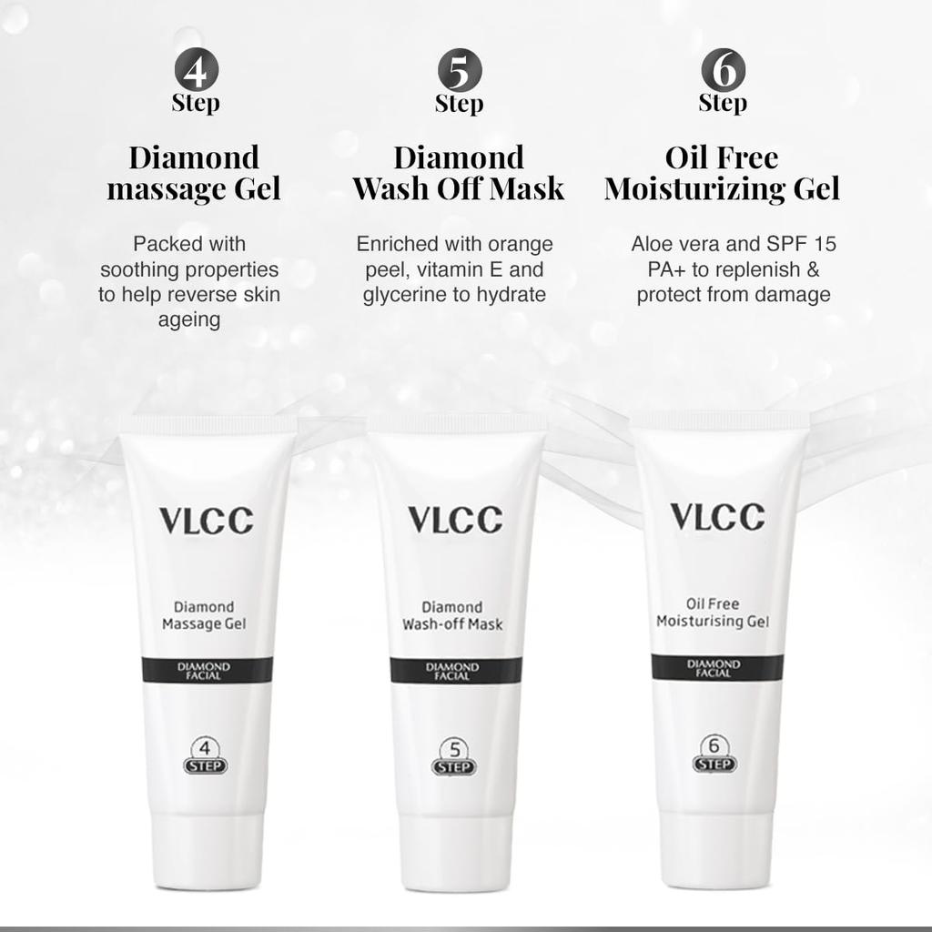 VLCC Diamond Facial Kit 60 G Pack Of 1 For Radiant Glow Skin Purifying Home Facial Routine With Brightening Effect