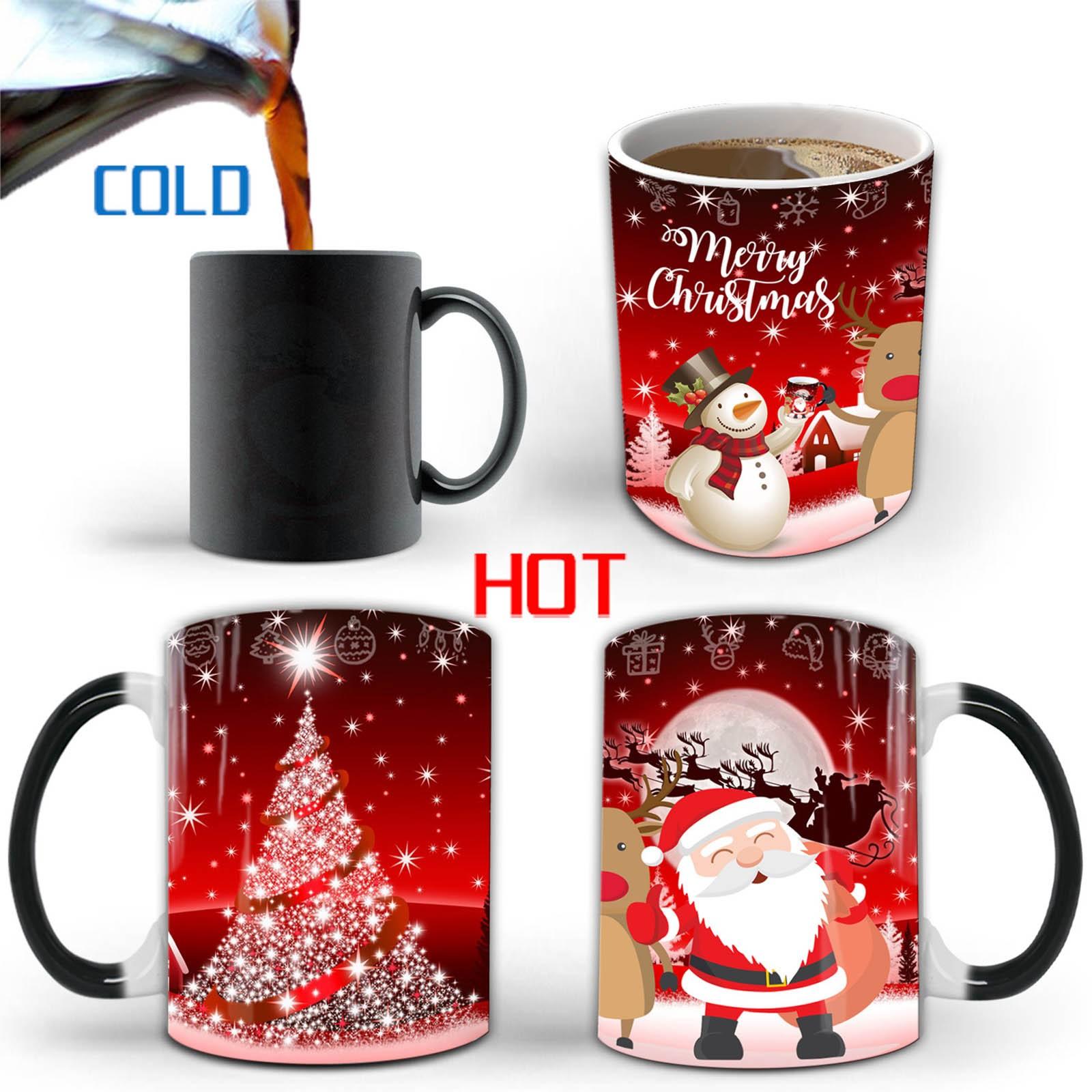 

Christmas Thermal Color Changing Mugs Cute Christmas Pattern Design Ceramic Mugs Two Colors Acrylic Pitcher And Glasses Set