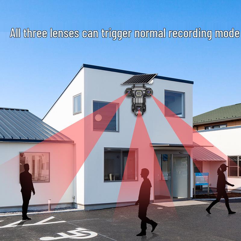 AOV Solar-Powered 4G Outdoor Surveillance Camera with Triple-Lens All-Day Recording