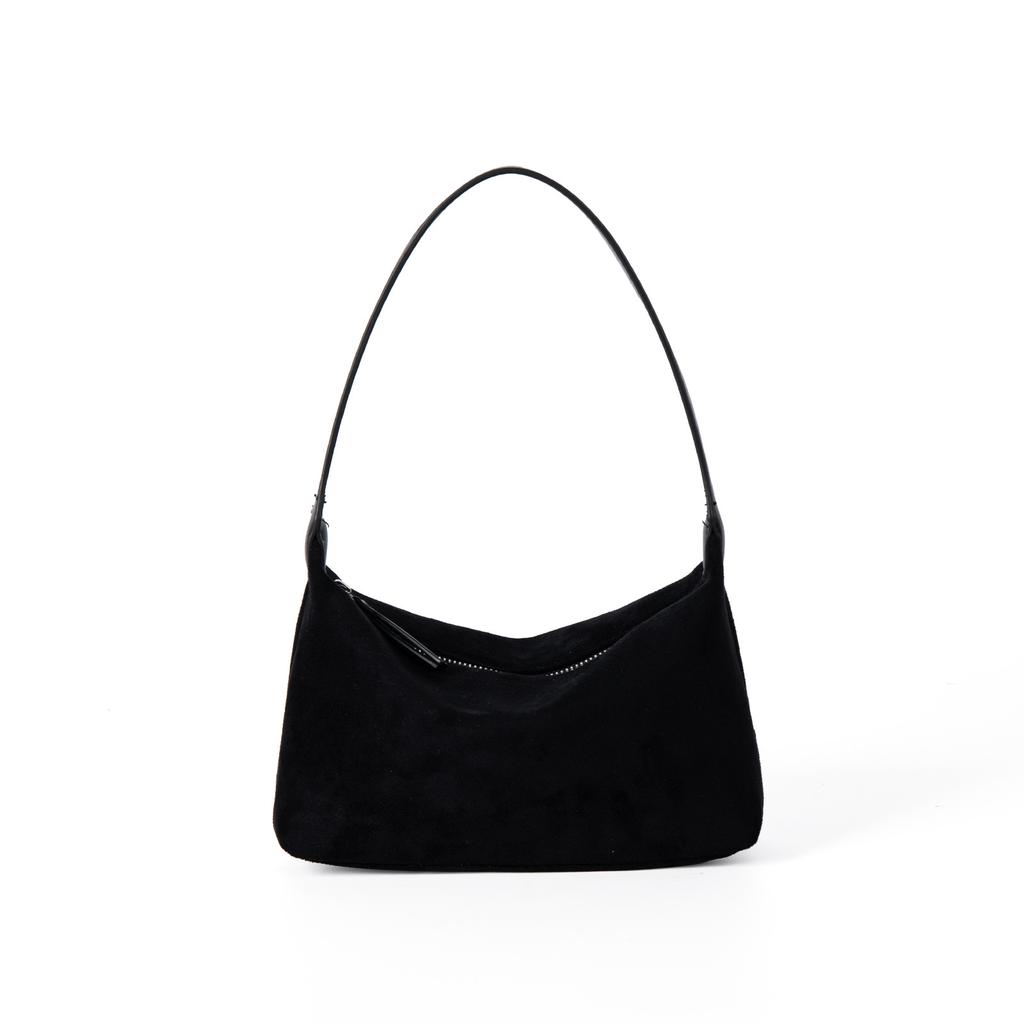 Underarm Bag for Women, Korean Version Suede Patchwork Design, High-end, Fashionable, Versatile, Hand-held Shoulder Bag for Women