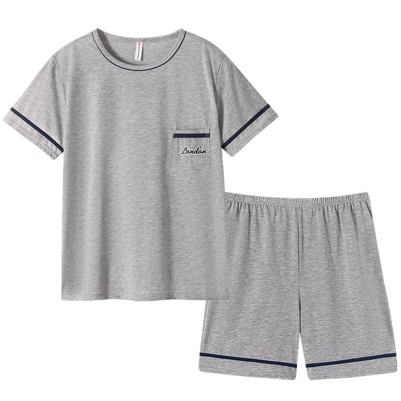 Herren Sommer Kühlendes Pyjama-Set - Kurzarm und Shorts, Lässige und Leichte Hauskleidung