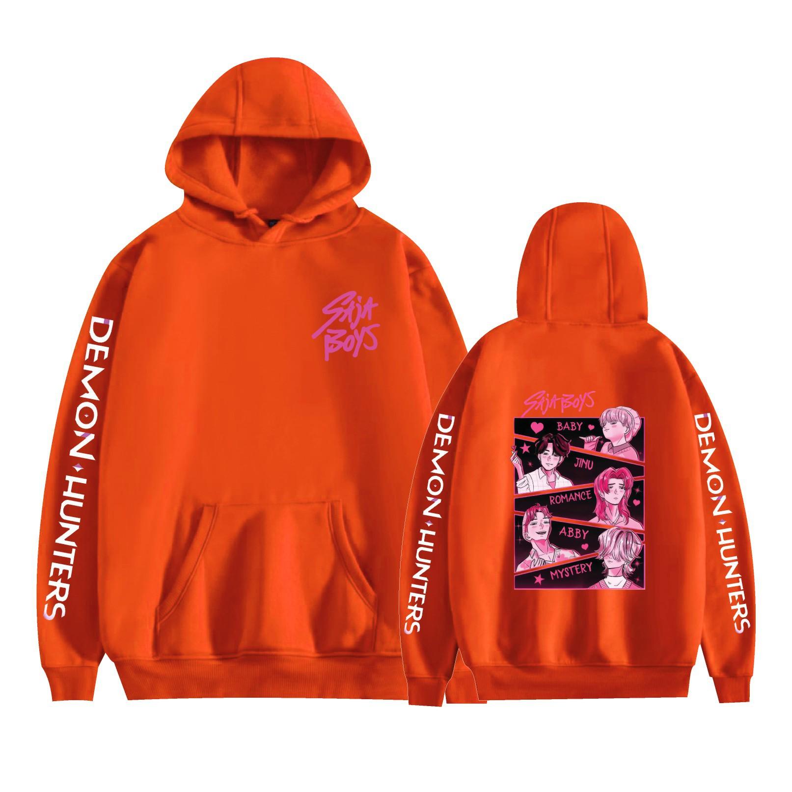 

New Unisex KPop Demon Hunters Hoodie Sweatshirt for Mens Womens CARTOON Printed Cool Streetwear XXS помаранчевий