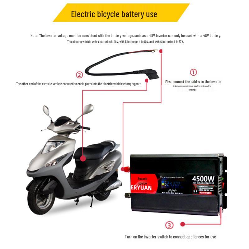 High-Power Multi-Function Vehicle Inverter: Converts 12V/24V/48V/60V/72V To 220V for Trucks & Street Vending