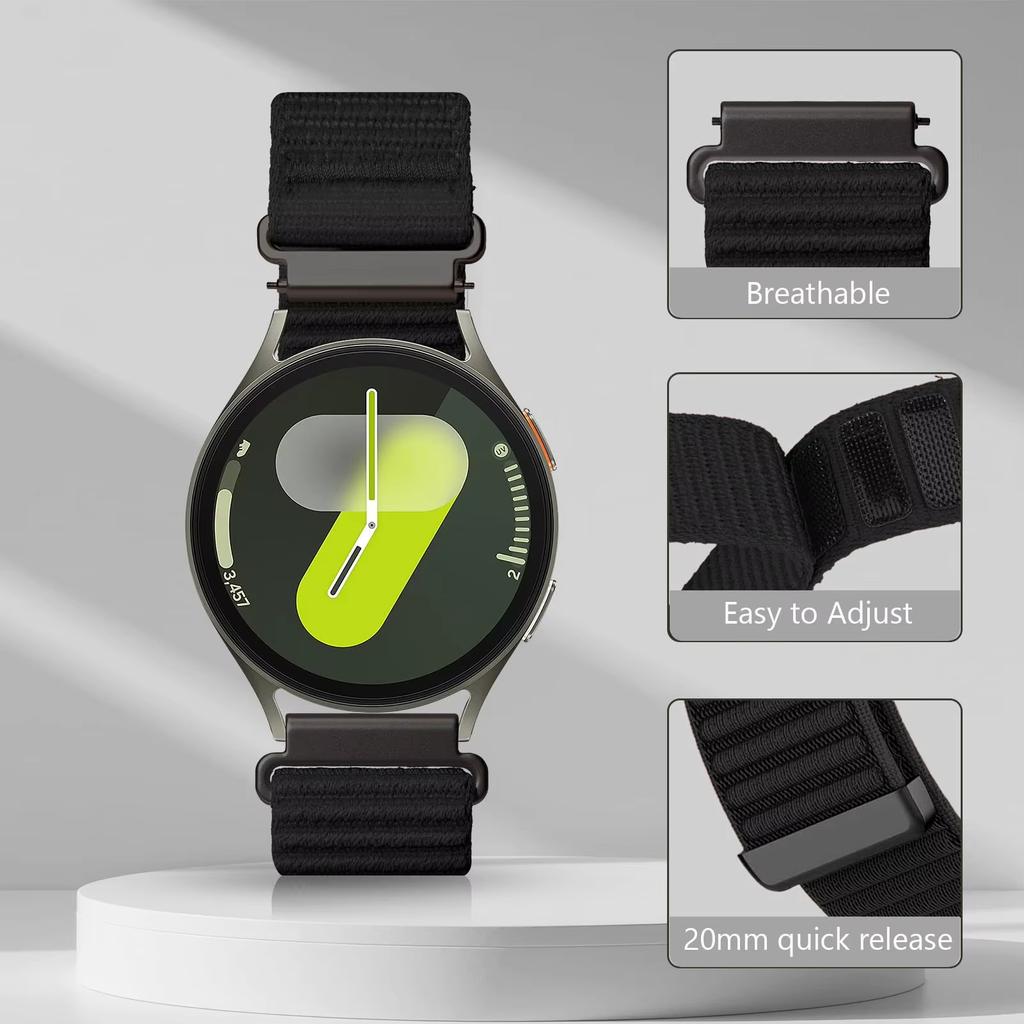 20mm 22mm watch Straps For Samsung Galaxy Watch 7/FE/5/pro/6/4/Classic nylon loop Bracelet correa Huawei watch GT 4 5 6 pro Band