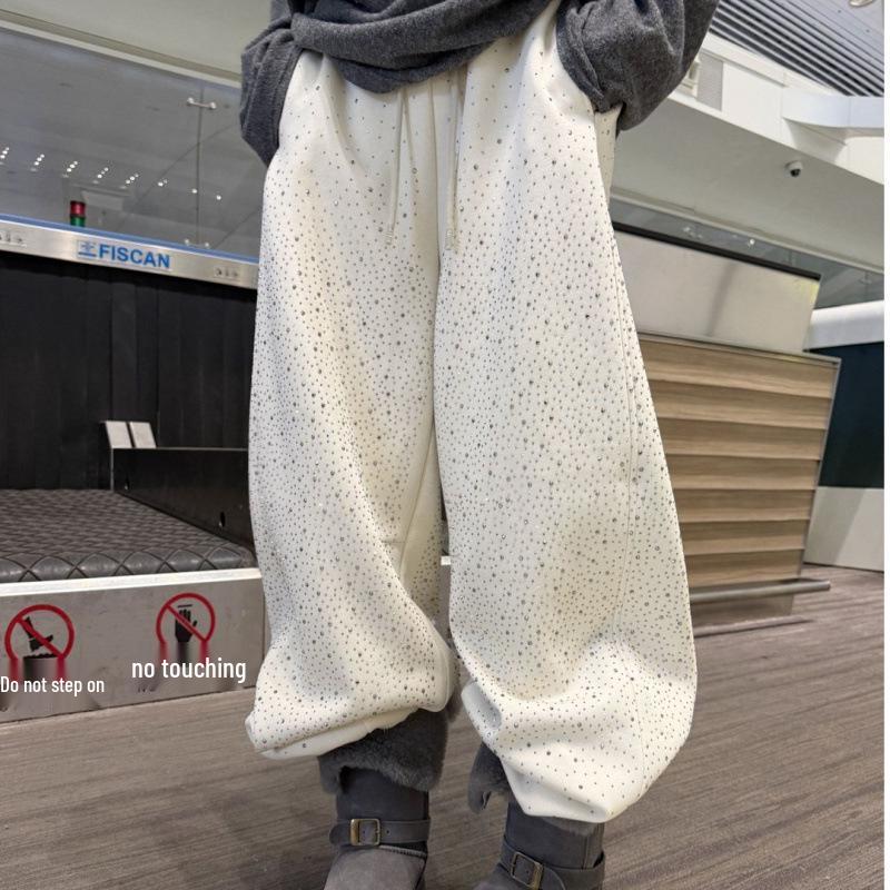 2026 Spring Trendy Wide-Leg Rhinestone Loose Long Pants