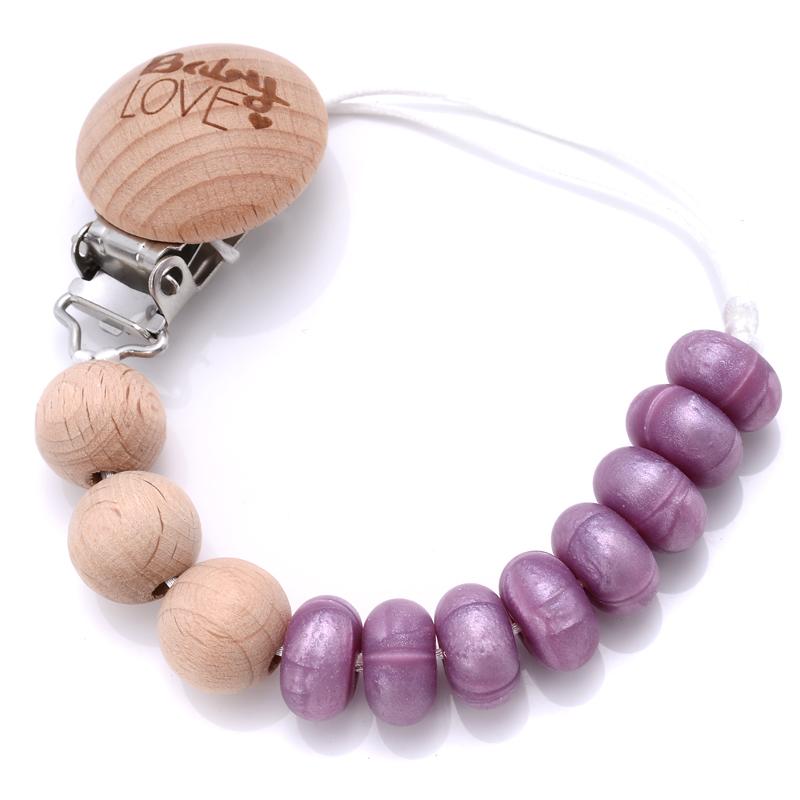 Baby Teether Pacifier Chain Silicone Wood Beads Pacifier Clips Infant Nipple Appease Soother Chain Clip Dummy Holder Nipple Clip