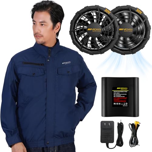 

Air-cooled work clothes with 30V fan, ultra-high output 20000mAh large capacity fan and battery set. Cooling work clothes with fan, heatstroke prevent