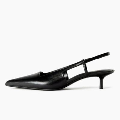Black Soft Leather Ankle Strap Mid Heel 5cm Women Pumps Sexy Pointed Toe Heels for Ladies Elegant Party Office Designer Shoes
