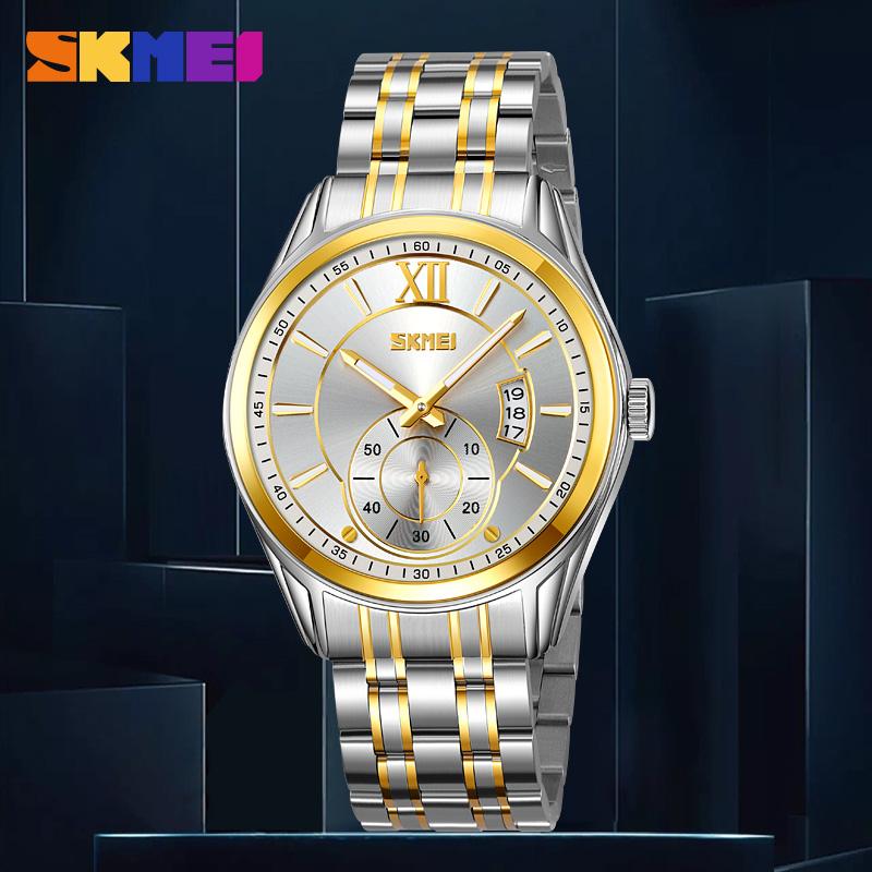 SKMEI 9319 Brand Fashion Trend Men Watch Waterproof Steel Calendar Luminous Quartz Watch Business Clock Gift Wristwatches