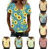 Damen V-Ausschnitt Kurzarm Blumenprint T-Shirt Lässiger Lockere Passform Leichtes Oberteil für den täglichen Gebrauch Frühling Sommer Outfits