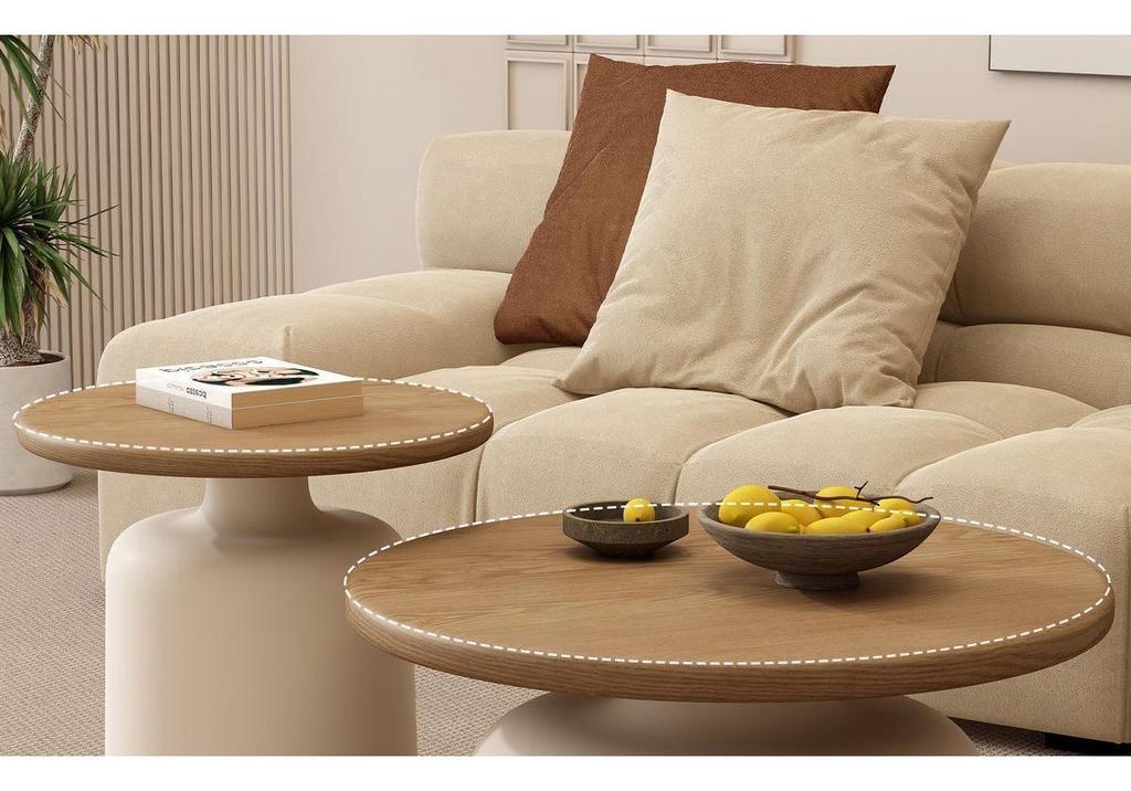 Round Cream Iron Art Coffee Table for Small Apartments - Simple, Modern Living Room Style
