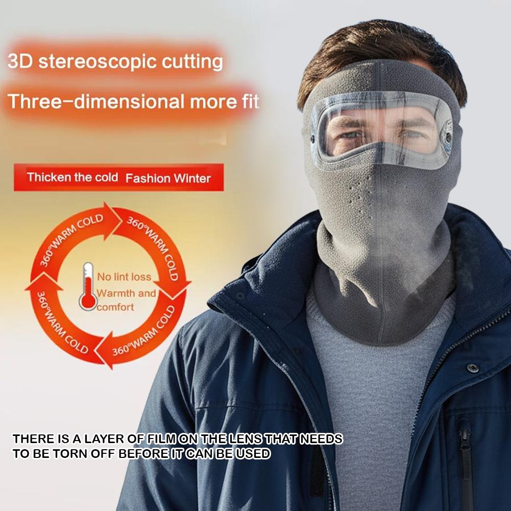 Winter Balaclava Face Mask With Detachable Anti Fog Goggle Windproof Thermal Full Face Cover For Motorcycle Skiing Men Women