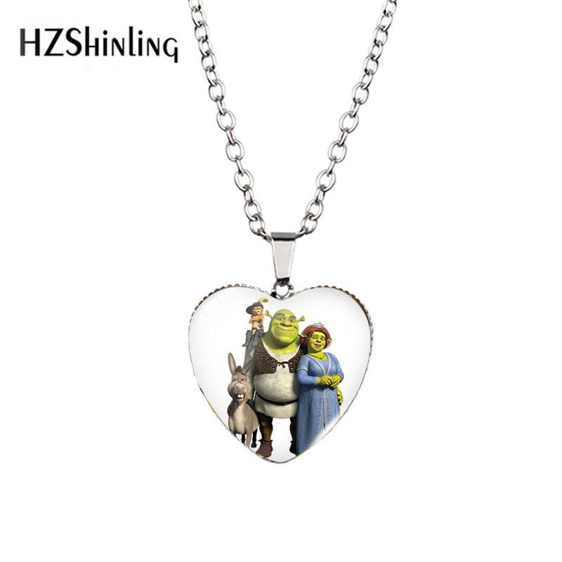 Okouzlující náhrdelník s přívěskem Shrek Time drahokam ve tvaru srdce pro jedinečný styl s barevnými variantami