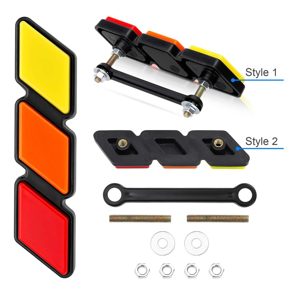 Q QUNSUNUS 3 Color Front Grille Badge Emblem Tacoma 4Runner Tundra Sequoia Rav4 Highlander Yellow/Orange/Red