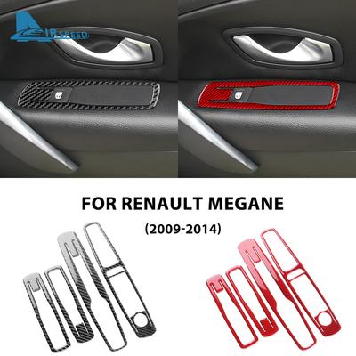 For Renault Megane RS 2009 2010 2011 2012 2013 2014 Real Soft Carbon Fiber Sticker LHD RHD Car Window Lift Panel Accessories