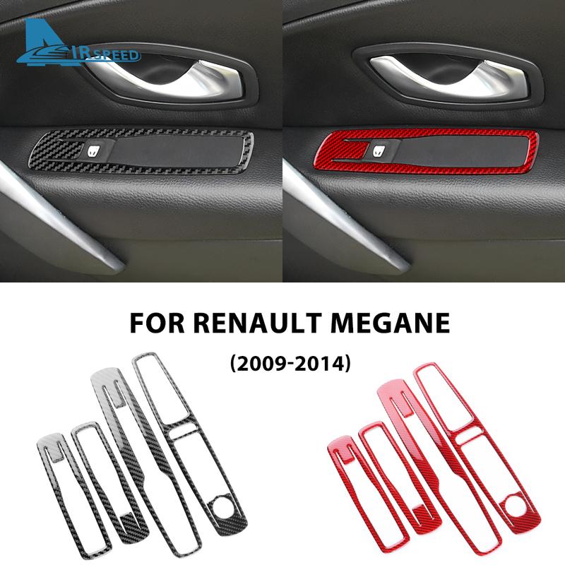 For Renault Megane RS 2009 2010 2011 2012 2013 2014 Real Soft Carbon Fiber Sticker LHD RHD Car Window Lift Panel Accessories
