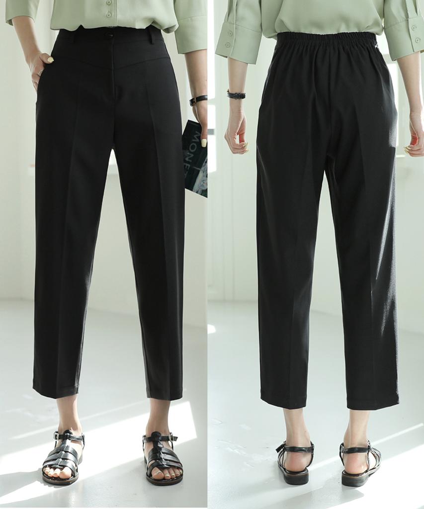 Ppaeppae Back Elastic Cut Semi-Baggy Stretch Slacks