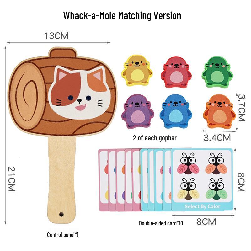 Children s Wooden Montessori Whack-a-Mole Toy - Color Matching & Cognitive Development
