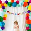 Happy Birthday Felt Fabric Banner - Rainbow Birthday Garland, Decoration for Mantle Party, Kids Birthday Party Decor, Photo Props