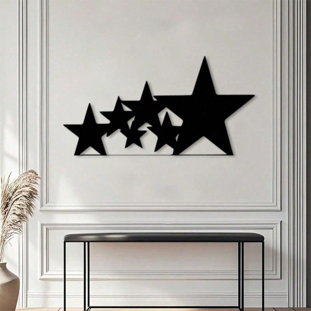 Retro Black Metal Star Wall Art Minimalist Indoor Outdoor Decor