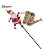 Metal Yard Ornaments for Gift Christmas Solar Santa Kettle Light, Solar-Powered Claus Watering Can Stake Lamp Decorative Stakes with LED String,
