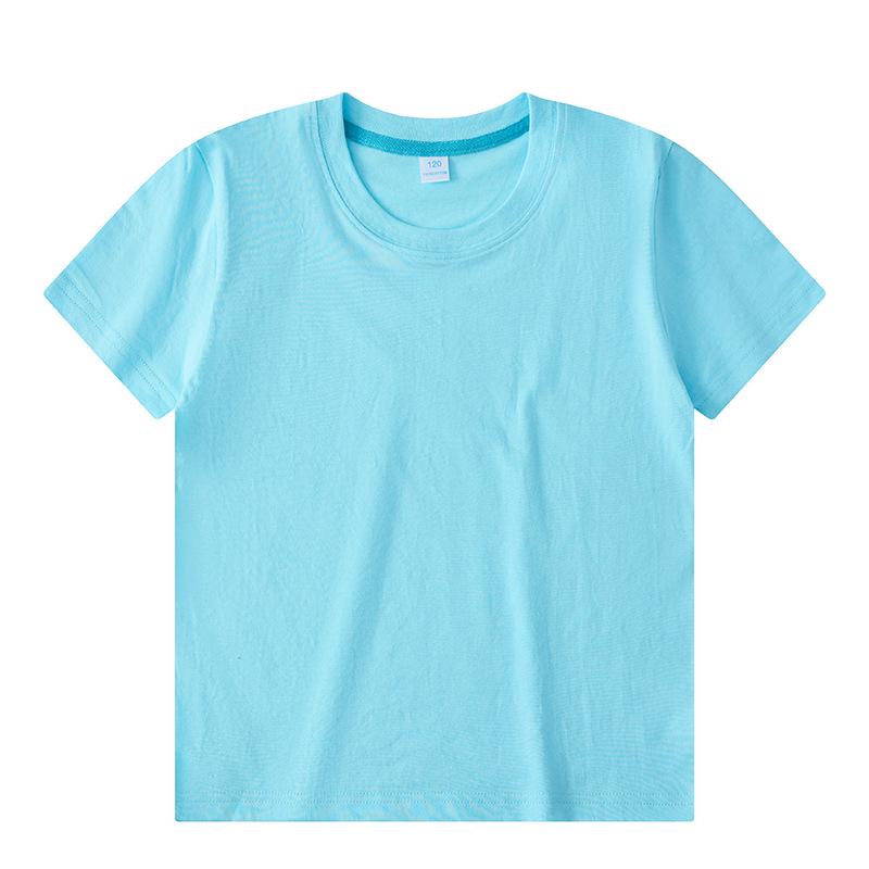 Children's Solid Color Combed Cotton T-Shirts for Activities, Class Uniforms, Group Wear, and Parent-Child Outfits - Short Sleeve