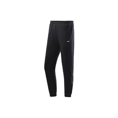 Li Ning Seria Treningowa Logo Nadruk Literowy Dzianinowe Zwężane Spodnie Sportowe Damskie doły Czarne AKLR144-1