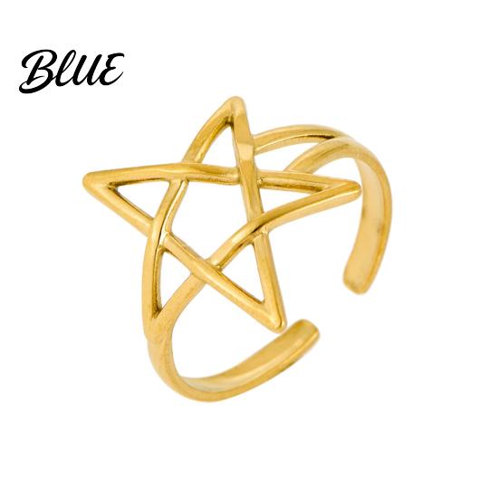 Hollow Star Shape Finger Ring Thumb Adjustable Opening Design Titanium