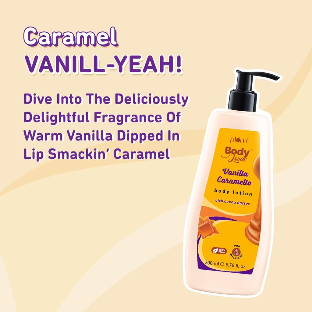 Plum BodyLovin' Vanilla Caramello Body Lotion 200ml Pack of 1 | Deep Moisturizing Non-Greasy Glow for Dry Skin