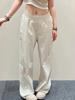 Spring 2026 Women's Sporty Casual Wide-Leg Pleated Lace Waist Trousers