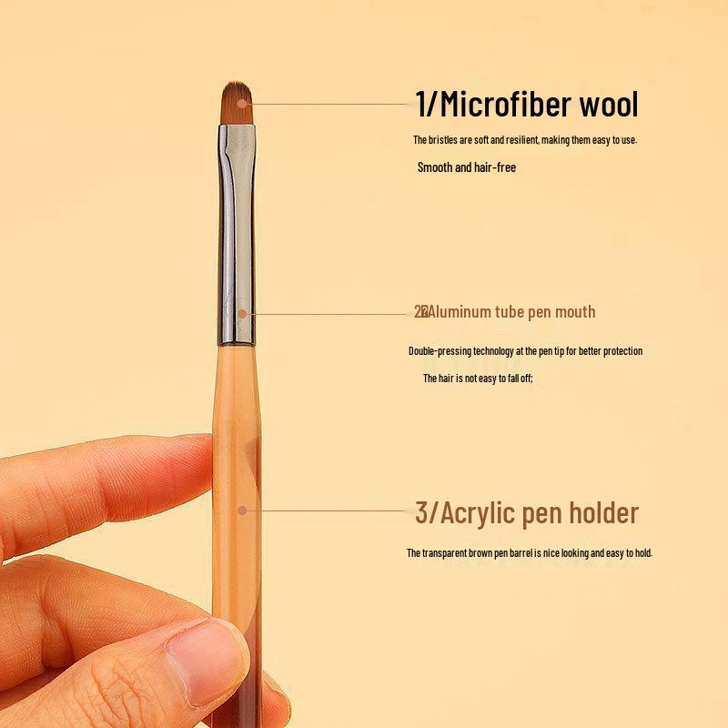 9dílná japonská průsvitná hnědá sada štětců na nail art pro malování linek, ombre a květin