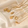 316L Stainless Steel Star Moon Flower Hang Tag Necklace for Women Minimalist Golden Chain Necklace Accessory
