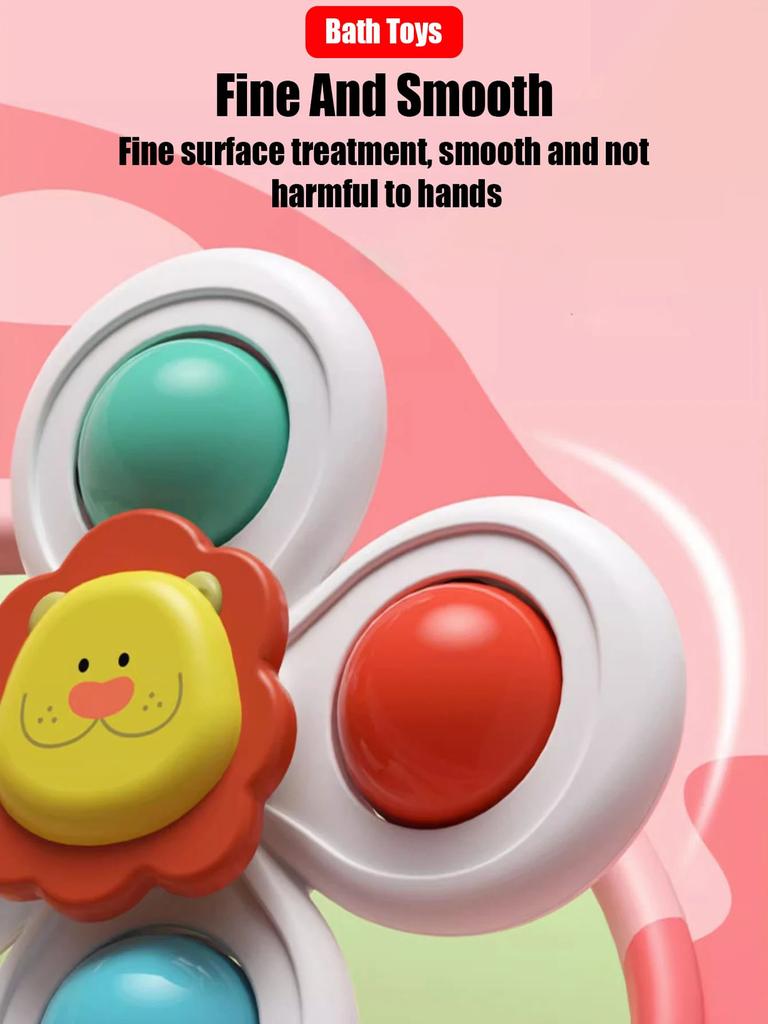 3pcs of Set 0-3 Years Old Baby Bathroom Spinning Toys,Can Be Sucked On the Table, Bathroom Wall, glass,Car Windows Soothing Toys