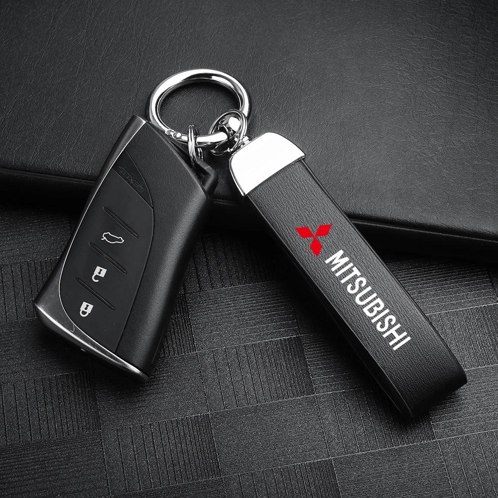 Universeller Leder Auto Schlüsselanhänger Halter Auto Zubehör für Mitsubishi Pajero Sport Mirage Outlander L200 Xpander MPV