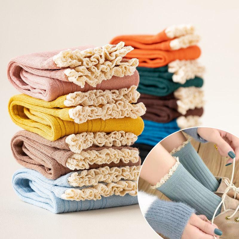 Meias Aleatórias 5 Pares Cor de Doce Meias Femininas Cano Médio Japonês Outono Inverno Espessura Média Moda Coreana Meia Personalidade Estilo Kawai