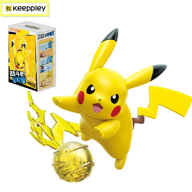 Keeppley Pokemon Battle Building Blocks Lucario Charizard Mewtwo Blastoise Greninja Assembly 3D Model Mini Brick Figure Toys