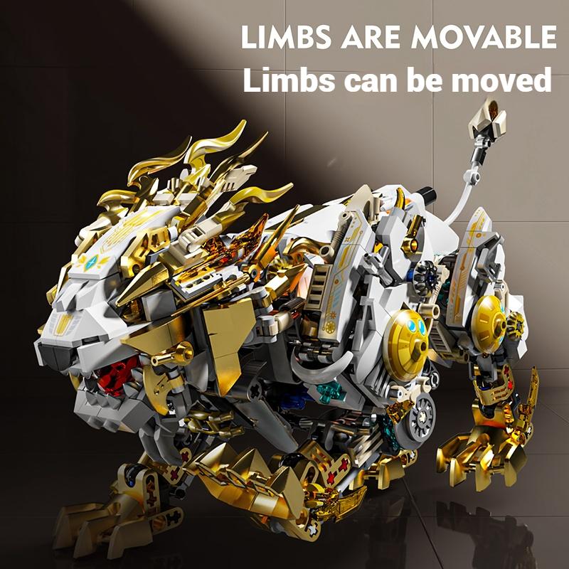 1073 PCS Electric Building Blocks Toy Set, Mechanical Lion Animal Toy Ornaments Model Assembly, Aldults Birthday Toy Gift