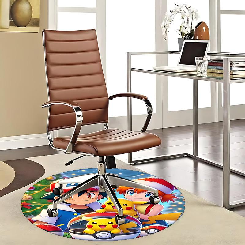 

1pc Pokemon Pikachu Christmas Round Carpet - Anime Design Office Chair Mat 80cm