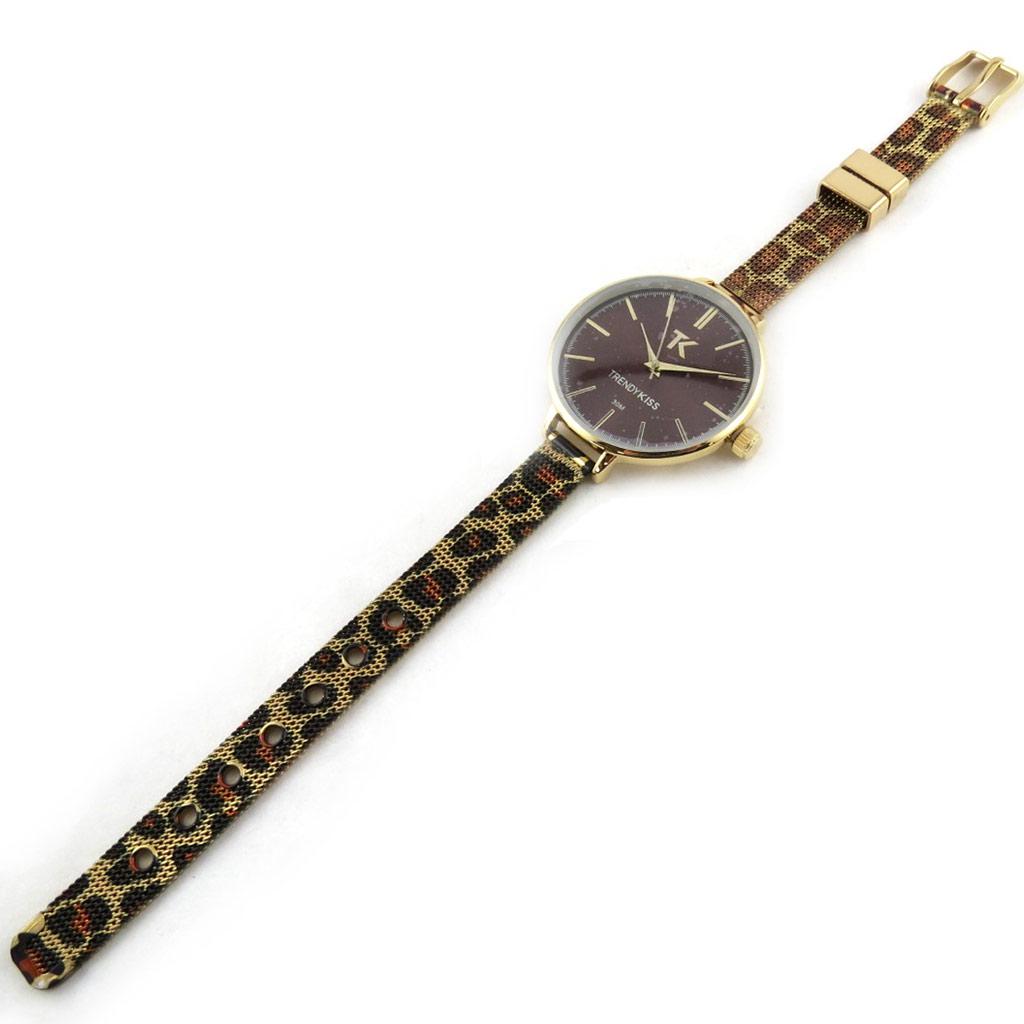 Les Trésors De Lily [N2432] - Women's Watch 'Trendy' Pink Gold Leopard Brown