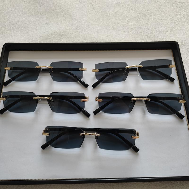 5pcs/Set Fashion Rectangle Rimless Women Sunglasses Populor Small Square Sun Glasses For Female Outdoor Shades Eyewear Accessory