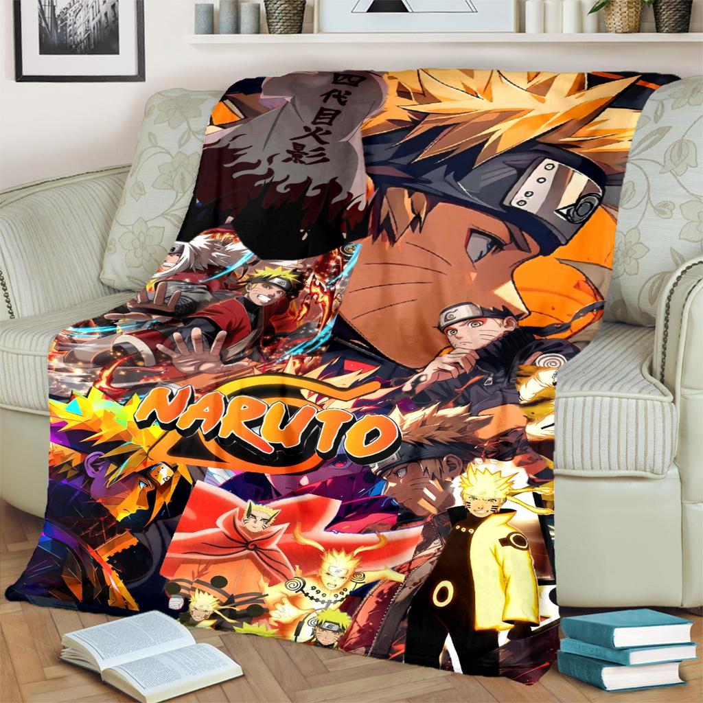Anime-Naruto Print Blanket Warm Comfortable Flannel Blanket for Bedrooms, Sofas, Beds, Chairs, Picnics, Travel -LXR61