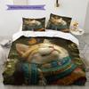 Tabby Cat  Pattern Bedding Quilt Set Quilt Cover Pillowcase Home Decoration  Gift (1 * Duvet Cover + 2 * Pillowcase, Without Core)