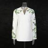 National Style Retro Printed Suit Women's Letter Collar Loose Long-sleeved Top + Mid-waist Slimming Micro-pants