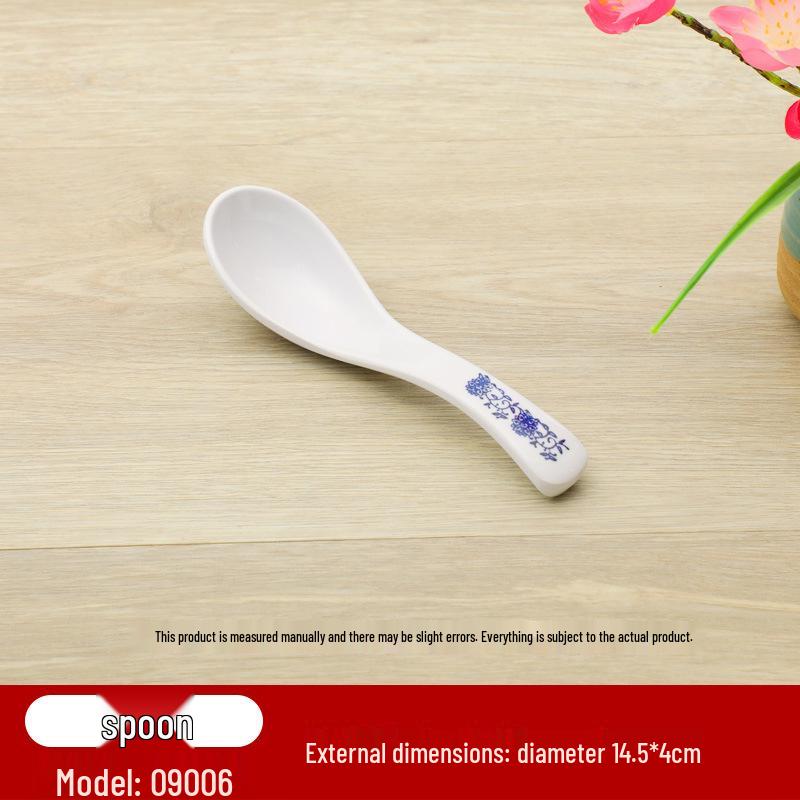 Retro Blue & White Melamine Dinnerware Set: Noodle & Soup Bowls, Plates for Restaurants & Noodle Shops