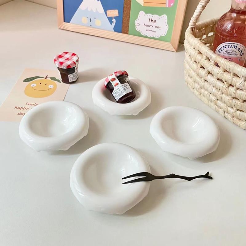 Dish Chubby Ceramic Sauce Bowl White Turn-up Seasoning Dish Mini Honey Vinegar Dish Gravy Dipping Bowl Jewelry Display
