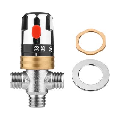 Thermostatic Temperature Control Valve Hot Cold Water Shower Mixer G1Celsius2 Copper Mixing Valve Three-Way Shower Diverter Valve for Solar Heating Sy