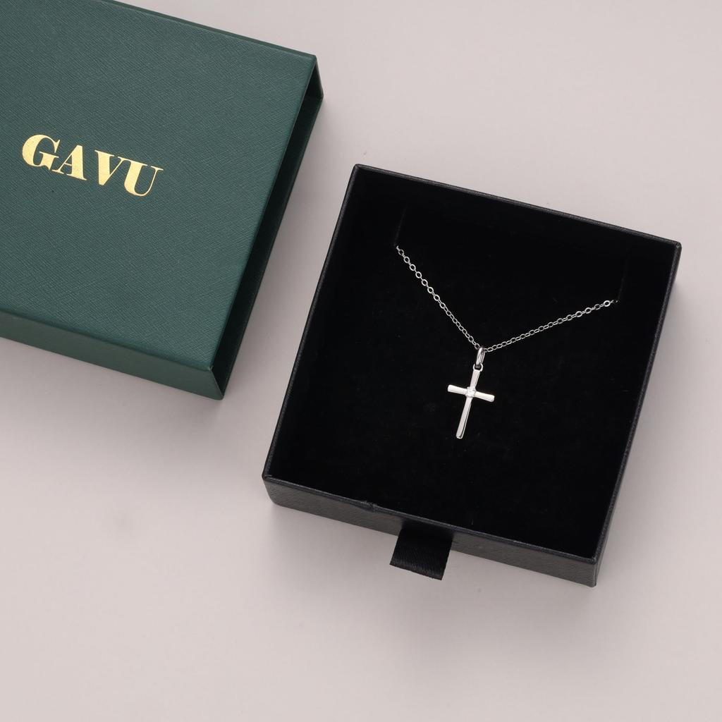 Sterling Silver 925 CZ Diamond Cross Necklace for Women [GAVU]