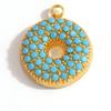 Capital A-Z Initial Letter Pendants Pave Blue Synthetic Stone Minimalist Jewelry Charm for DIY Craft Accessory