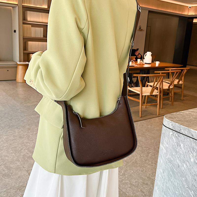 French Style Minimalist Faux Leather Shoulder Bag for Women Small Quilted Crossbody Bag KTB